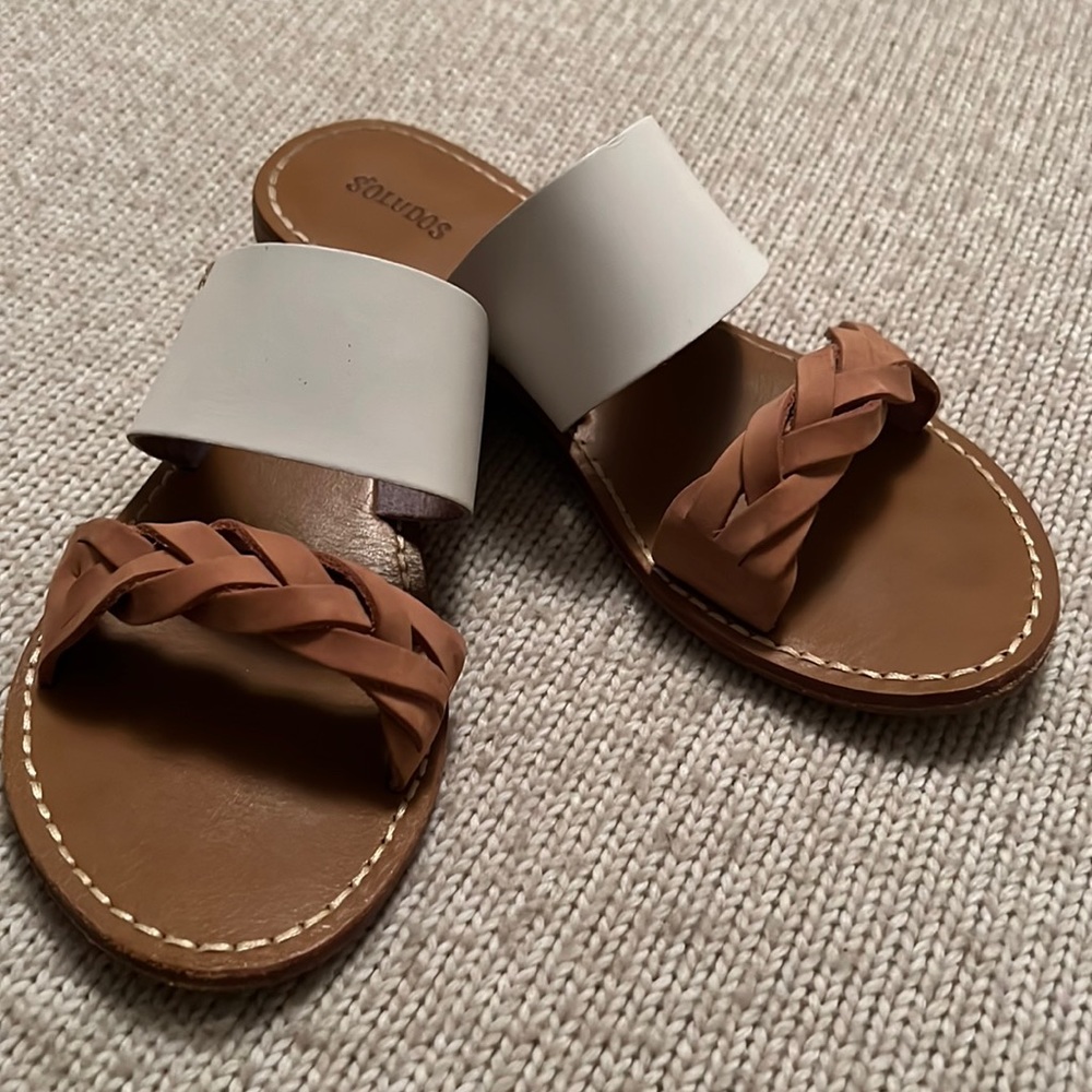 White and tan soludos sandals